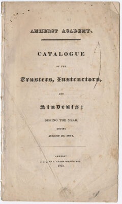 Thumbnail for Amherst Academy catalog, 1832/1833 - Image 1