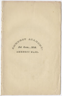 Thumbnail for Amherst Academy catalog, 1848 fall term - Image 1