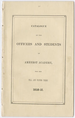 Thumbnail for Amherst Academy catalog, 1850/1851 fall and winter terms - Image 1