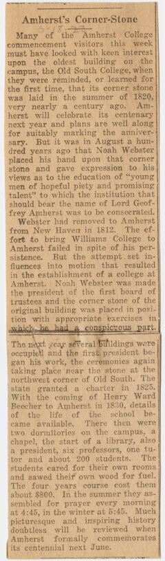 Thumbnail for Amherst's corner-stone