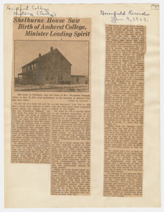 Thumbnail for Shelburne house saw birth of Amherst College, minister leading spirit - Image 1