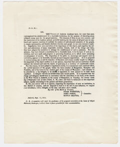 Thumbnail for Noah Webster, John Fiske, and Rufus Graves letter to unidentified addressee, 1818 September 11