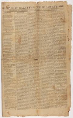 Thumbnail for Hampshire gazette & public advertiser, 1818 October 27 - Image 1