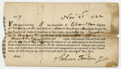 Thumbnail for Salem Towne promissory note for Charity Fund subscription, 1822 November 21 - Image 1