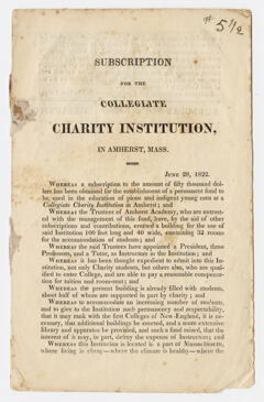 Thumbnail for Subscription for the Collegiate Charity Institution, in Amherst, Mass. - Image 1