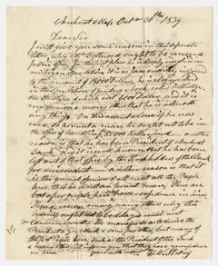 Thumbnail for Hezekiah Wright Strong letter to unidentified addressee, 1839 October 30 - Image 1