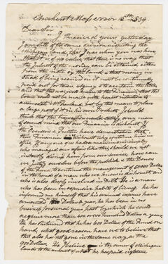 Thumbnail for Hezekiah Wright Strong letter to unidentified addressee, 1839 November 15 - Image 1