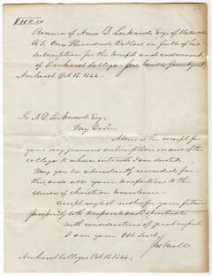 Thumbnail for Joseph Vaill letter to Amos D. Lockwood, 1844 October 18 - Image 1