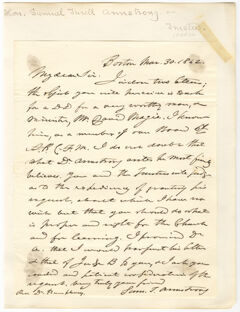 Thumbnail for Samuel Turell Armstrong letter to Heman Humphrey, 1842 March 30