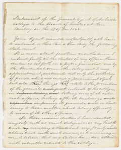 Thumbnail for Joseph Vaill statement as General Agent of Amherst College submitted to the Board of Trustees, 1842 December 27 - Image 1