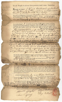 Thumbnail for Elijah Boltwood deed to the Trustees of Amherst Academy, 1821 September - Image 1