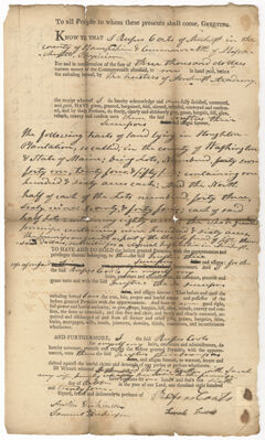 Thumbnail for Rufus Cowls deed to the Trustees of Amherst Academy, 1824 October 6 - Image 1