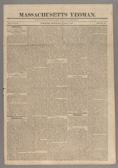 Thumbnail for Massachusetts yeoman, 1825 March 2 - Image 1