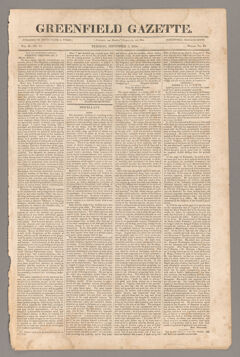 Thumbnail for Greenfield gazette, 1824 September 7 - Image 1