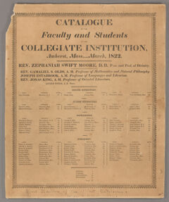 Thumbnail for Catalogue of the faculty and students of the Collegiate Institution, Amherst, Mass. March, 1822