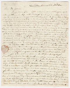 Thumbnail for Cyrus Pitt Grosvenor letter to Zephaniah Swift Moore, 1823 March 25 - Image 1
