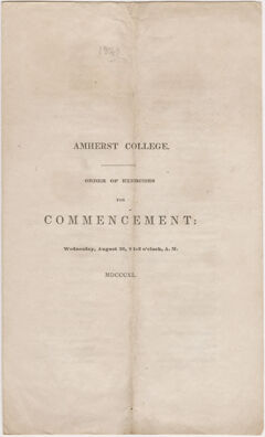 Thumbnail for Amherst College Commencement program, 1840 August 26 - Image 1