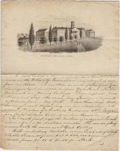 Thumbnail for Circular regarding Amherst College on letterhead with printed lithograph of campus