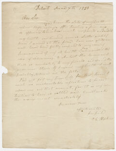 Thumbnail for Francis G. Hopkins letter to Zephaniah Swift Moore, 1823 June 7 - Image 1