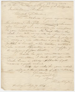 Thumbnail for Oliver S. Taylor letter to the president and faculty of the Collegiate Institution, 1823 August 19 - Image 1