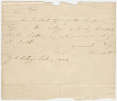 Thumbnail for Jeremiah Day certification of Samuel Patridge's dismissal from Yale College, 1825 February - Image 1