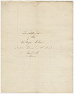Thumbnail for Copy of the constitution of the College Choir and faculty report to the choir, 1833 December 3 - Image 1