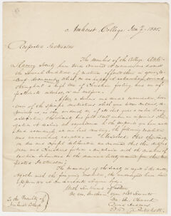 Thumbnail for William George Howard, David Andrews, and Edward Corrie Pritchett letter to the faculty, 1835 January - Image 1