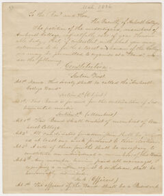 Thumbnail for Student petition for a band and proposed constitution, 1836 March - Image 1
