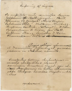 Thumbnail for Document regarding the conferral of master's and honorary degrees, 1829 - Image 1