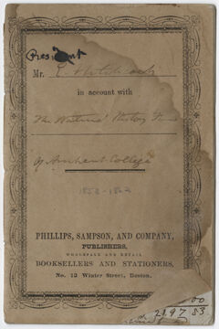 Thumbnail for Edward Hitchcock account book for the natural history fund of Amherst College, 1853-1863 - Image 1