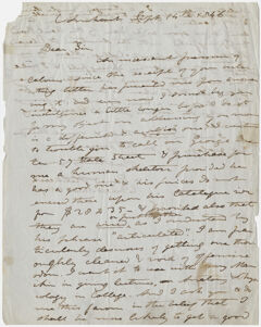 Thumbnail for Edward Hitchcock letter to unidentified recipient, 1846 September 14 - Image 1