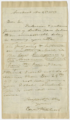 Thumbnail for Edward Hitchcock letter to unidentified recipient, 1857 November 4 - Image 1