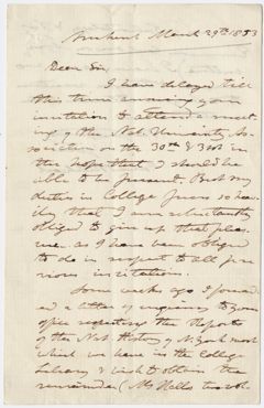 Thumbnail for Edward Hitchcock letter to unidentified recipient, 1853 March 29 - Image 1