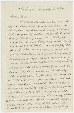 Thumbnail for John Wells Foster letter to Edward Hitchcock, Jr., 1864 March 8 - Image 1
