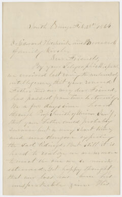 Thumbnail for Daniel Greene Sprague letter to Edward Hitchcock, Jr., 1864 February 28 - Image 1