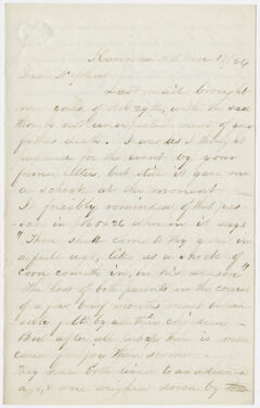 Thumbnail for Bela White letter to Edward Hitchcock, Jr., 1864 March 19 - Image 1