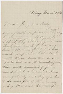 Thumbnail for Josey M. Allen letter to Jane Hitchcock Putnam and Emily Hitchcock Terry, 1864 March 25 - Image 1