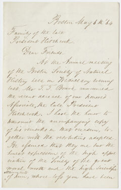 Thumbnail for Samuel Leonard Abbot letter to the family of Edward Hitchcock, 1864 May 6 - Image 1