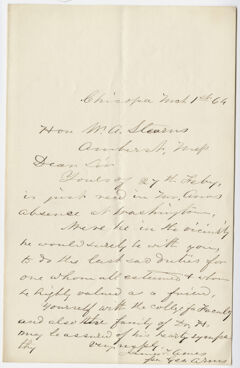 Thumbnail for James T. Ames letter to William Augustus Stearns, 1864 March 1