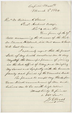 Thumbnail for Josiah B. Woods letter to William Augustus Stearns, 1864 March 2