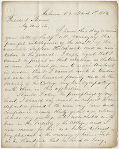 Thumbnail for Jonathan Bailey Condit letter to William Augustus Stearns, 1864 March 1 - Image 1