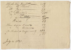 Thumbnail for List of household expenses, 1821 July 4 - Image 1