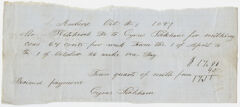Thumbnail for Edward Hitchcock receipt of payment to Cyrus Peekham, 1844 October 1 - Image 1