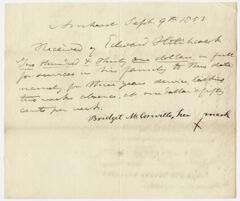 Thumbnail for Edward Hitchcock receipt of payment to Bridget McConville, 1853 - Image 1