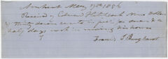 Thumbnail for Edward Hitchcock receipt of payment to Franlis? Burghardt, 1856 May 17 - Image 1