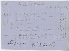 Thumbnail for Edward Hitchcock receipt of payment to Warren Howland, 1853 - Image 1