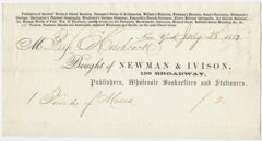 Thumbnail for Edward Hitchcock receipt of payment to Newman & Ivison, 1852 July 28 - Image 1