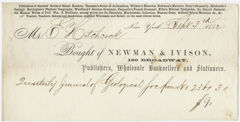 Thumbnail for Edward Hitchcock receipt of payment to Newman & Ivison, 1852 September 3 - Image 1