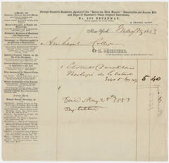 Thumbnail for Edward Hitchcock receipt of payment to Hippolyte Bailliere, 1853 May 15 - Image 1