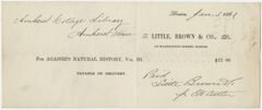 Thumbnail for Edward Hitchcock receipt of payment to Little, Brown and Company, 1861 January 3 - Image 1